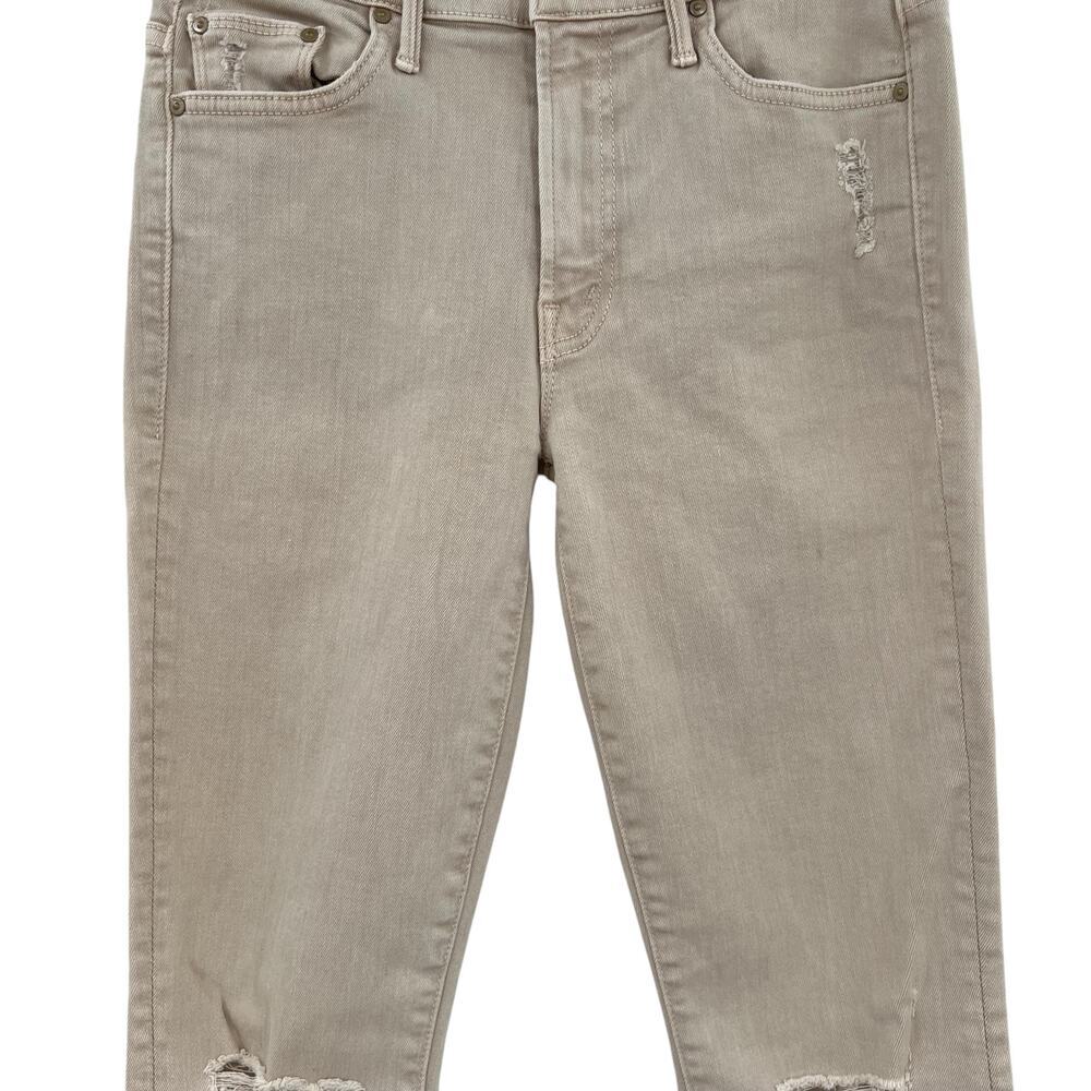 Mother Denim Insider Crop Fray Jeans Khaki Dye Distressed Size 25 - Picture 5 of 13